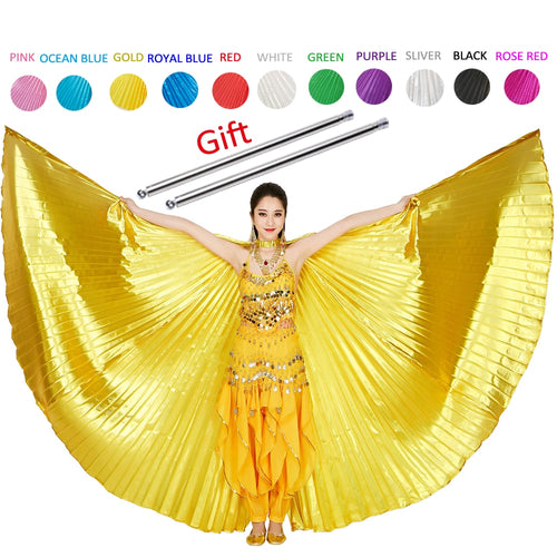 2019 Belly Dance Isis Wings Belly Dance Accessory Bollywood Oriental Egypt Egyptian Wings Costume With Sticks Adult Women Gold