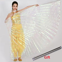 Load image into Gallery viewer, 2019 Belly Dance Isis Wings Belly Dance Accessory Bollywood Oriental Egypt Egyptian Wings Costume With Sticks Adult Women Gold