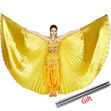 Load image into Gallery viewer, 2019 Belly Dance Isis Wings Belly Dance Accessory Bollywood Oriental Egypt Egyptian Wings Costume With Sticks Adult Women Gold