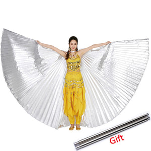 2019 Belly Dance Isis Wings Belly Dance Accessory Bollywood Oriental Egypt Egyptian Wings Costume With Sticks Adult Women Gold