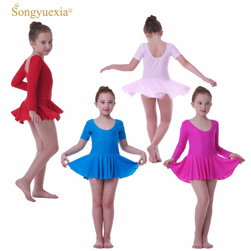 Girls' Ballet Dance Dress Children's Gymnastics Leotard Skirt Kids' Stage Dance Wear 2-10 Years 4colors